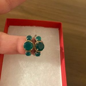 Green Onyx 925 and 14k earrings